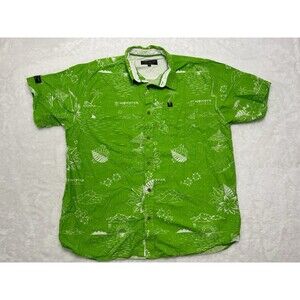 Monster Energy Green Ultra Paradise Hawaiian Print  Button Down Shirt Men XL